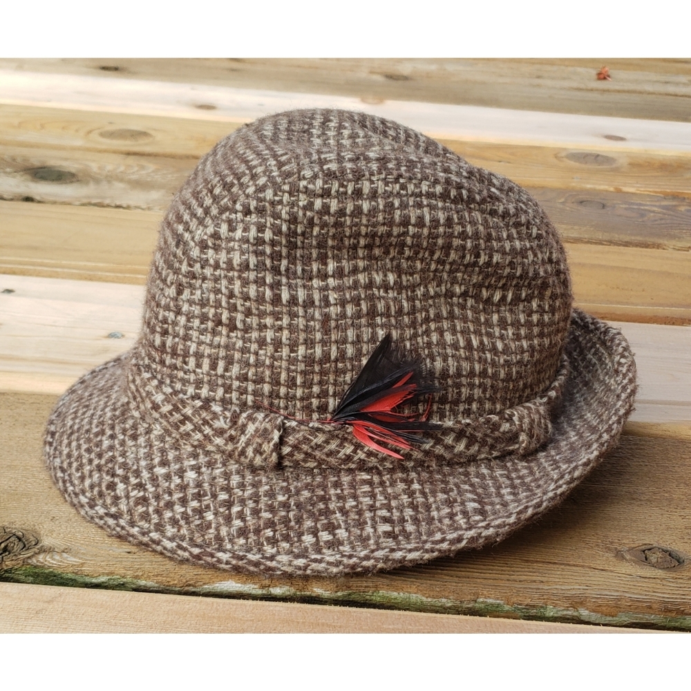 SOLD Wool Tweed Vintage Fedora Hat Fall Style S - Picture 1 of 6